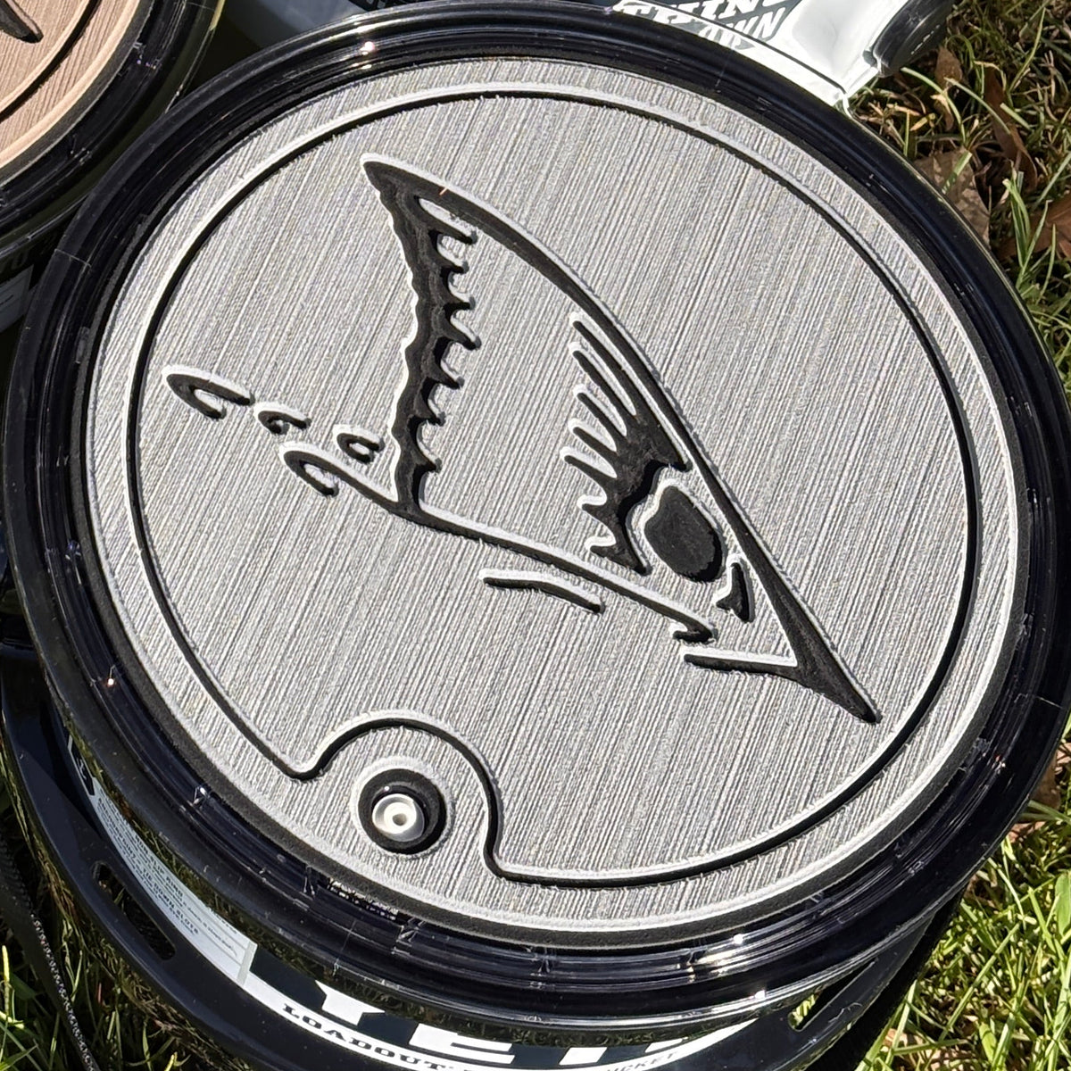 "Red Fish Tail" - YETI®  Loadout Bucket Lid Foam Topper