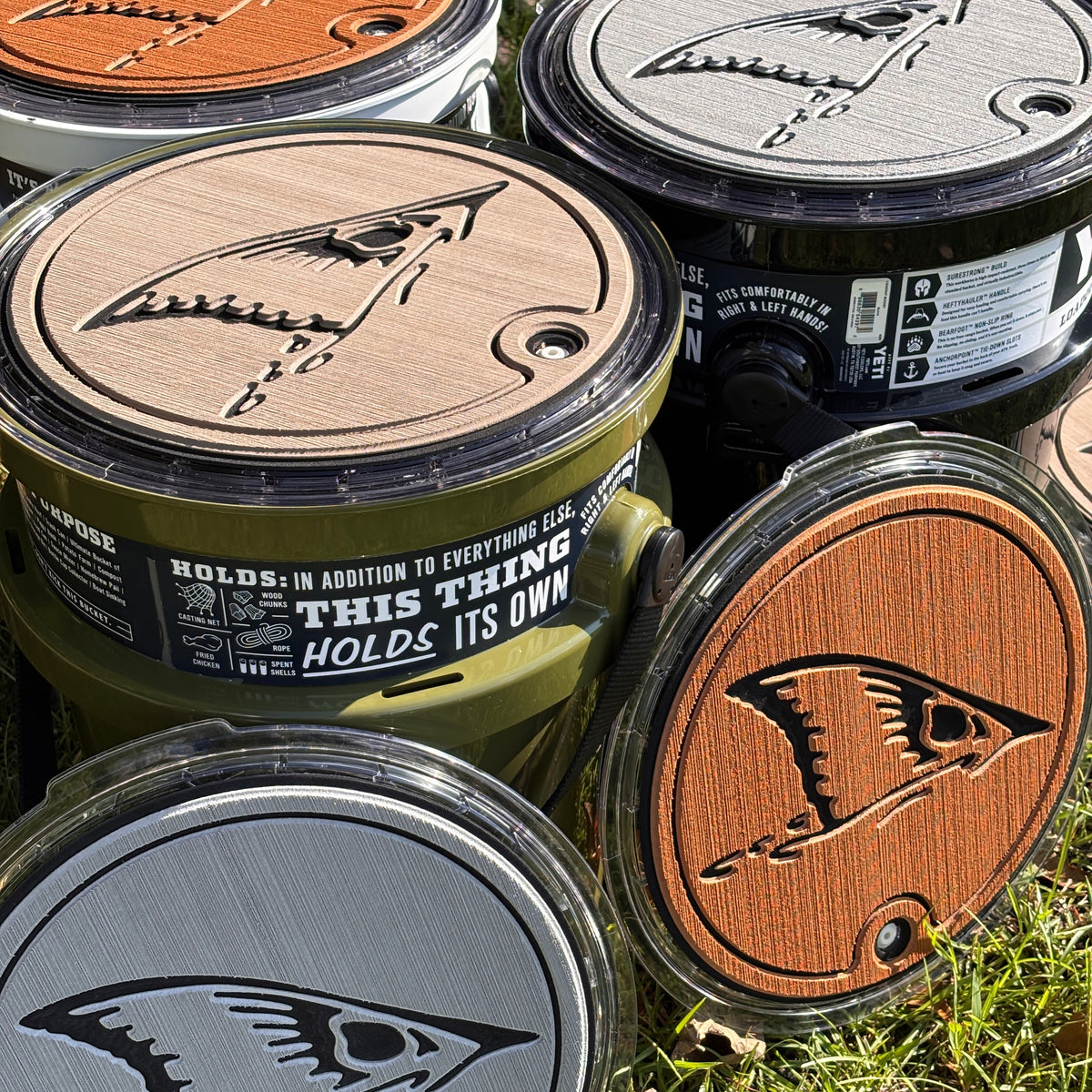 "Red Fish Tail" - YETI®  Loadout Bucket Lid Foam Topper